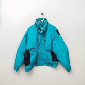Vintage Steep Slopes Teal Blue Puffer Ski Jacket Coat
